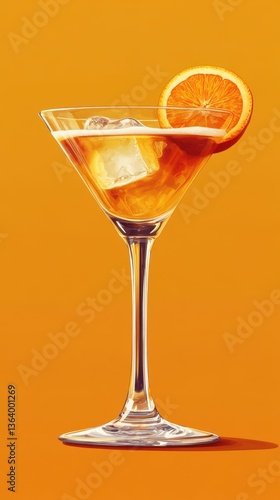Wallpaper Mural Refreshing orange cocktail served in a stylish glass, showcasing vibrant colors and a slice of citrus Torontodigital.ca