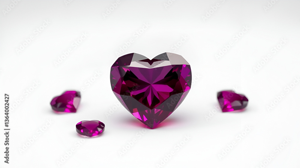 Fototapeta premium rhodolite heart on isolated background, concept of love and romance in gemstone