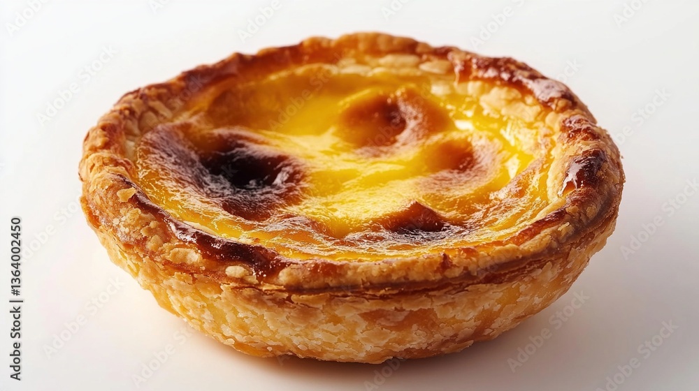 Golden-brown egg custard tart with flaky crust. Golden-brown egg custard tart with flaky crust.