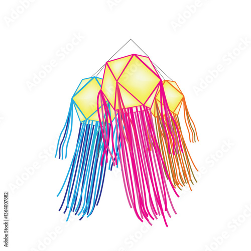 colorful Vesak lantern set isolated on white background