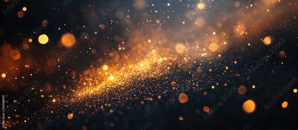 Obraz premium Golden glitter bokeh dark background