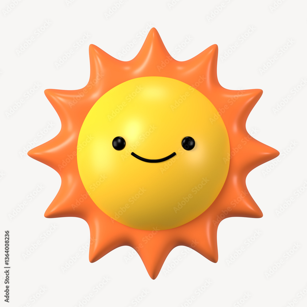 3D smiling sun, emoticon illustration 3D smiling sun, emoticon illustration