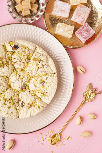 Sweet halva dessert with pi...