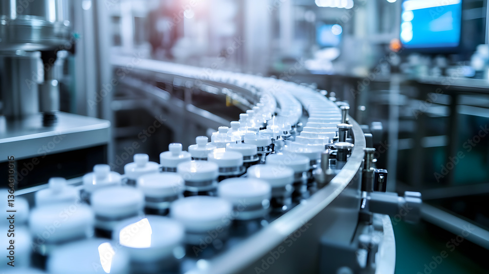 A production line manufacturing medical devices with a focus on precision and safety. A production line manufacturing medical devices with a focus on precision and safety.