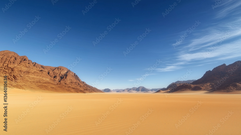 Fototapeta premium Arid Desert Scene with Mountain Borders