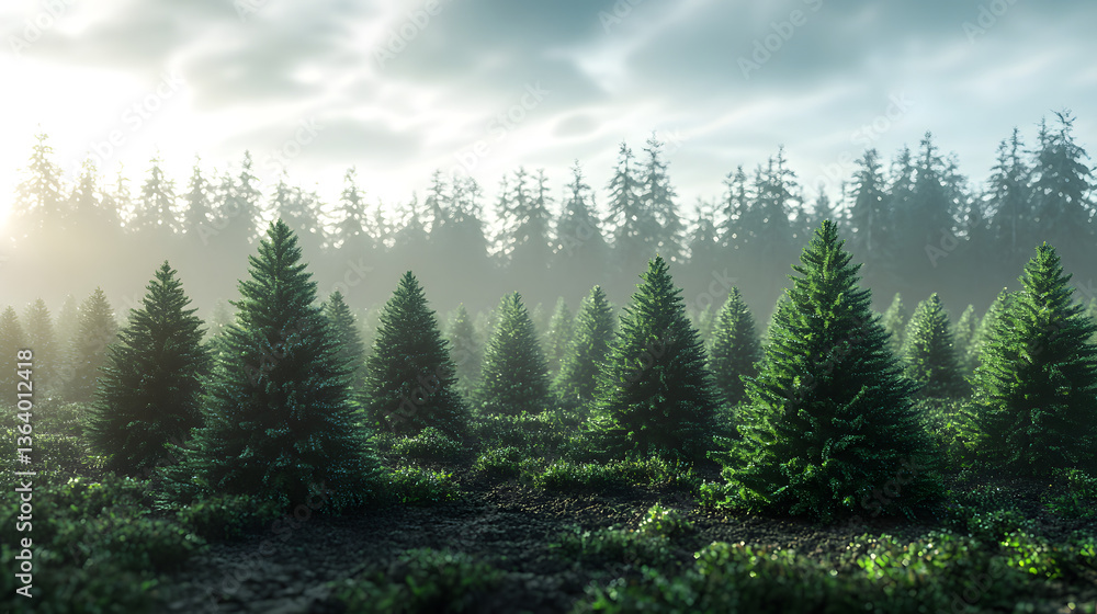 Fototapeta premium A project investigating the environmental impact of Christmas tree farming.