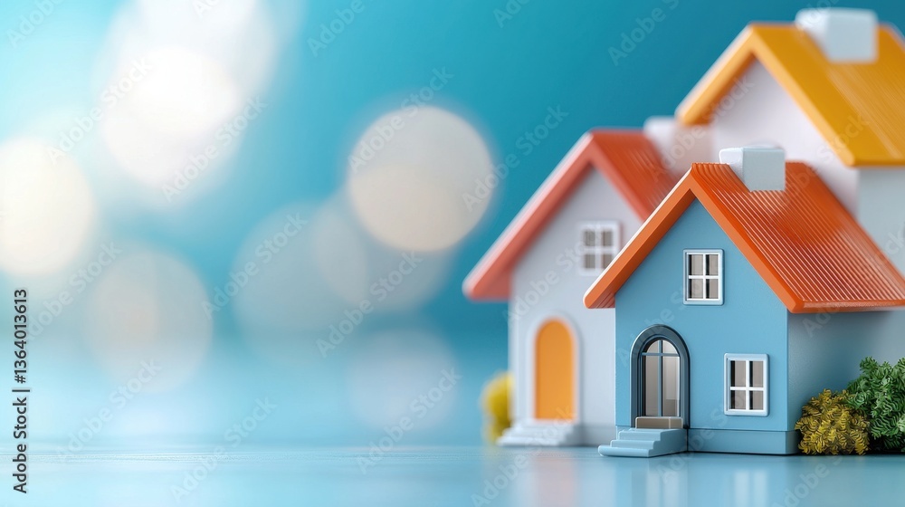 Scenic view of a cozy suburban neighborhood with various colorful houses surrounded by a lush green landscape including trees grass and a clear blue sky with soft natural lighting in the background Scenic view of a cozy suburban neighborhood with various colorful houses surrounded by a lush green landscape including trees grass and a clear blue sky with soft natural lighting in the background