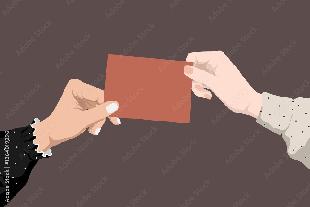 Obraz premium Hands exchanging contacts background, aesthetic frame
