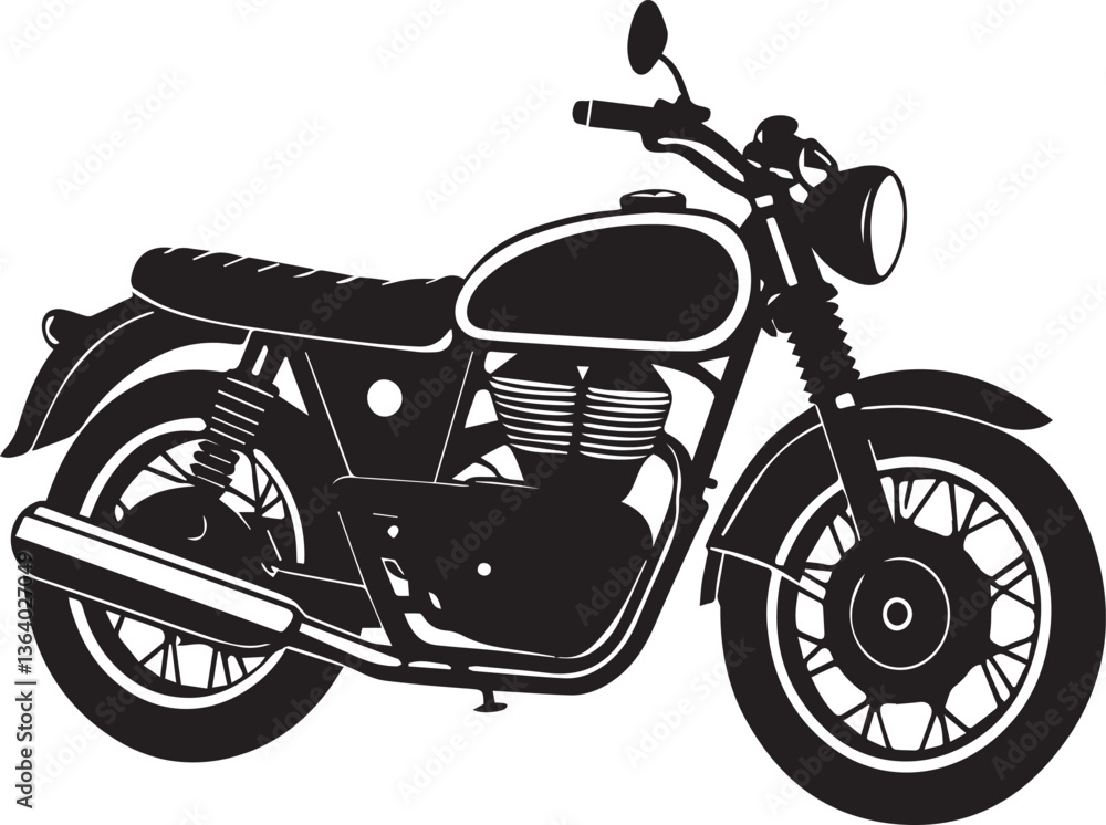 Obraz premium motorcycle vector illustration, motorcycle clipart, motorcycle silhouette vector black and white
