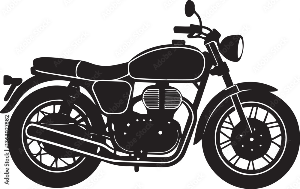 Obraz premium motorcycle vector illustration, motorcycle clipart, motorcycle silhouette vector black and white