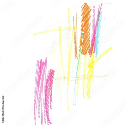 Colorful Abstract Lines and Strokes in Bright Hues Featuring Pink, Yellow, Orange, Blue, and Green Creating a Dynamic Artistic Composition
