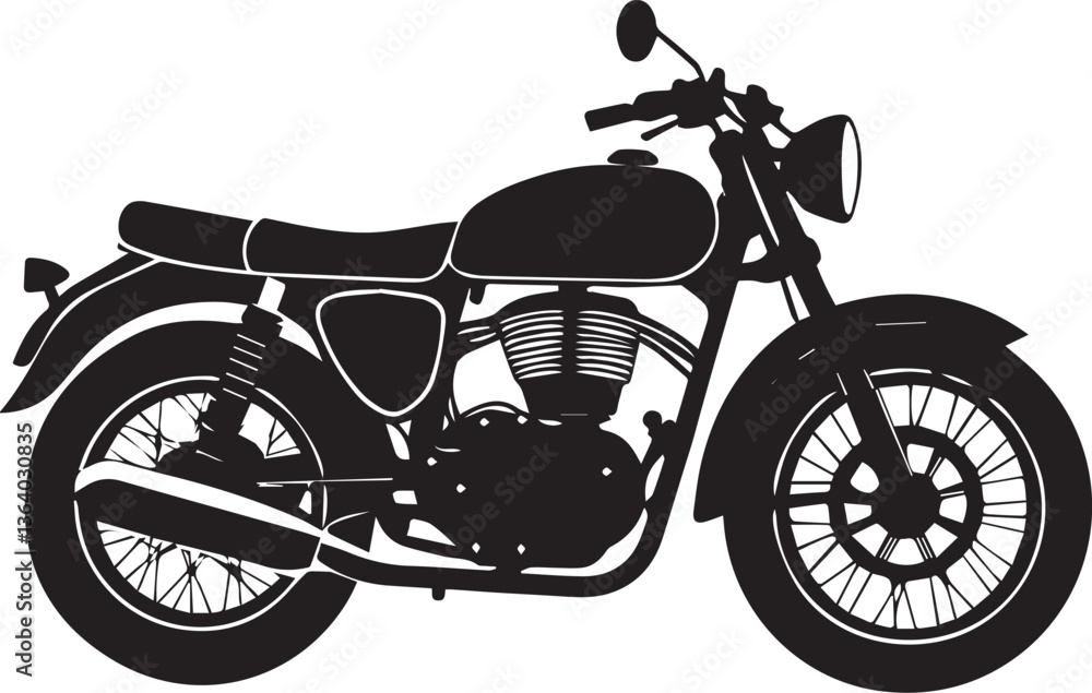Obraz premium motorcycle vector illustration, motorcycle clipart, motorcycle silhouette vector black and white