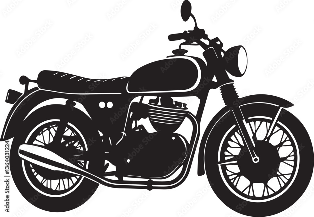 Obraz premium motorcycle vector illustration, motorcycle clipart, motorcycle silhouette vector black and white