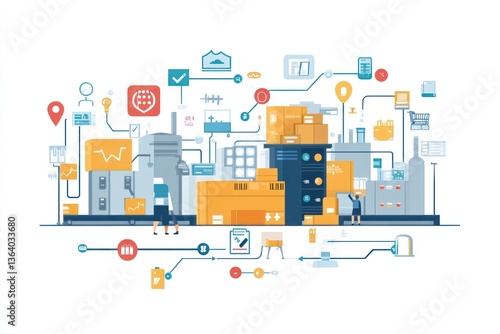 Warehouse logistics system with automated process and workers