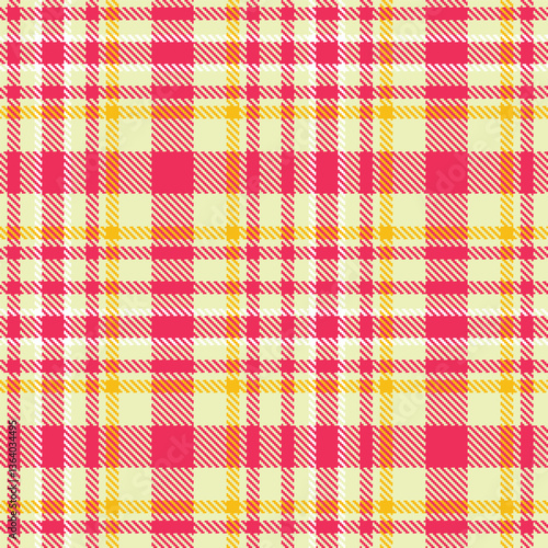 Wallpaper Mural Warm Cream Seamless Tartan with Neon Red Pink accents Textile Design Torontodigital.ca