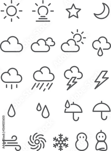 シンプルな天気予報のアイコンセット