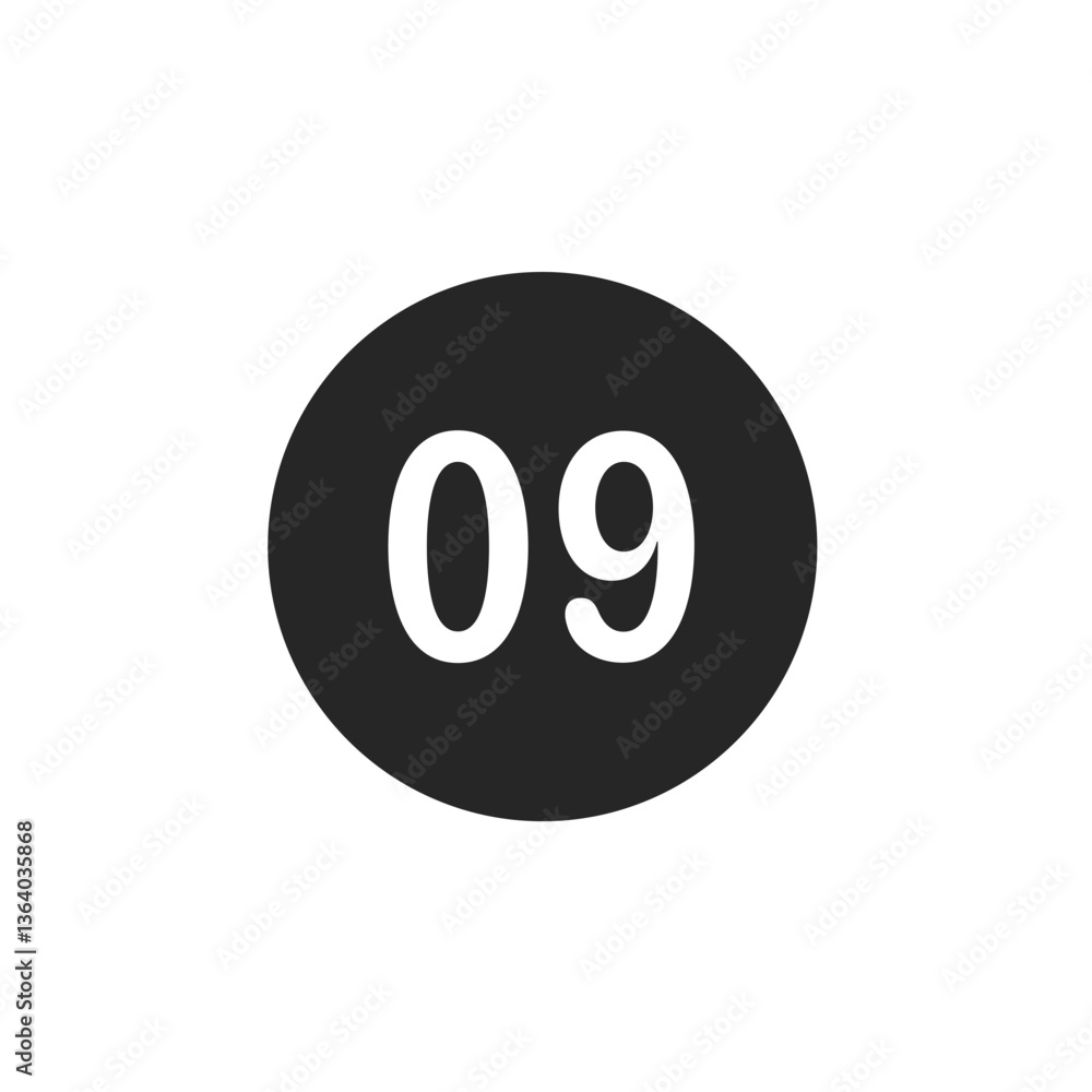 White Number 09 in Black Circle Icon
White Number 09 in Black Circle Icon