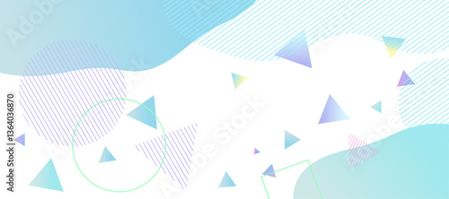 夏をイメージした幾何学模様の背景イラスト　ジオメトリック　グラデーション　メンフィス