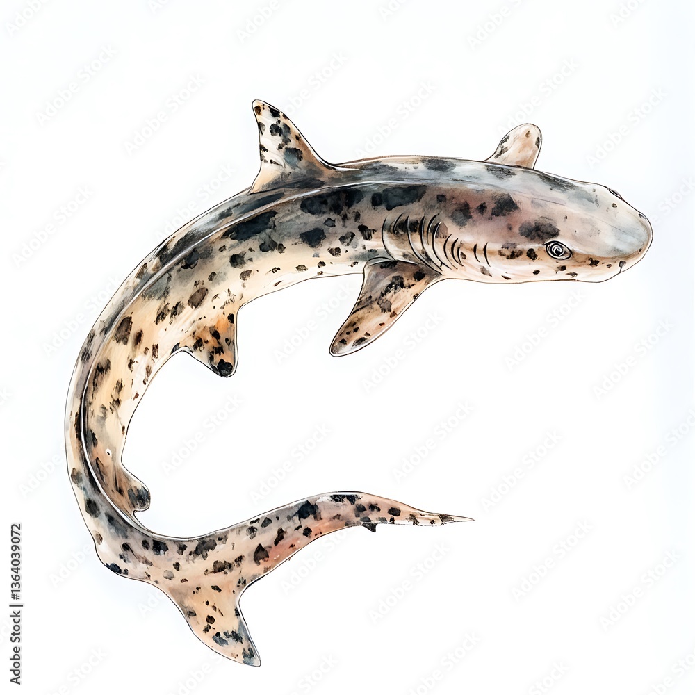 Obraz premium A Detailed Illustration of a Zebra Shark, Showing its Unique Spotting and Body Shape.