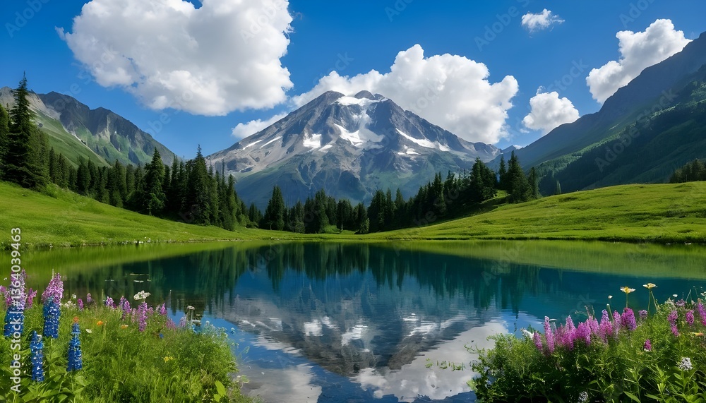 Summer Greenery and a Mirror-Like Lake Reflection Summer Greenery and a Mirror-Like Lake Reflection