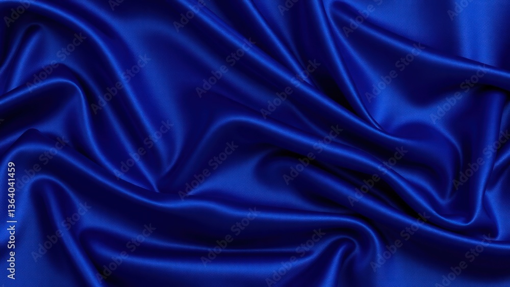 Obraz premium Dark blue silk satin background. Copy space for text or product. Wavy soft folds on shiny fabric. Luxurious deep blue background. Valentine, Christmas, Anniversary, Black Friday. Web banner.
