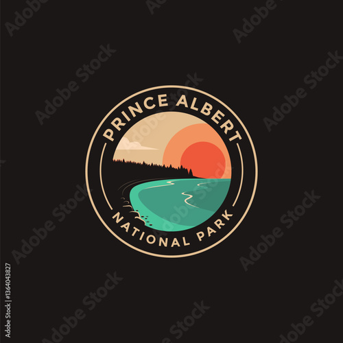 Prince Albert National Park vector logo theme on dark background