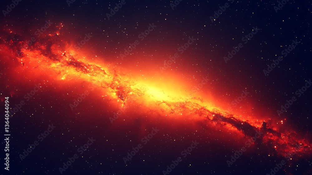 Obraz premium Fiery cosmic nebula with bright core. (1)