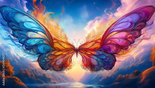 Vibrant Swirling Paint Butterfly Wings – Surreal Dreamlike Ink Splash Fantasy Art