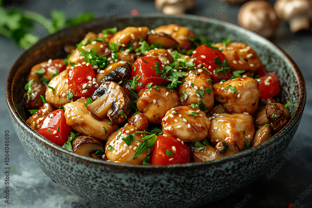 Award winning Photography of Chicken and Mushroom Stir-fry. Award winning Photography of Chicken and Mushroom Stir-fry.