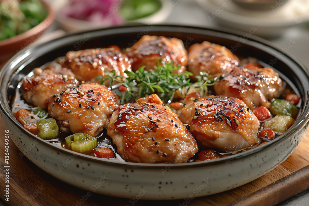Fototapeta premium Award winning Photography of Chicken with Cantonese Sauce.