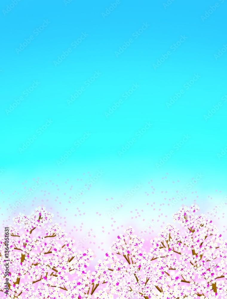 Obraz premium 春の桜と青空