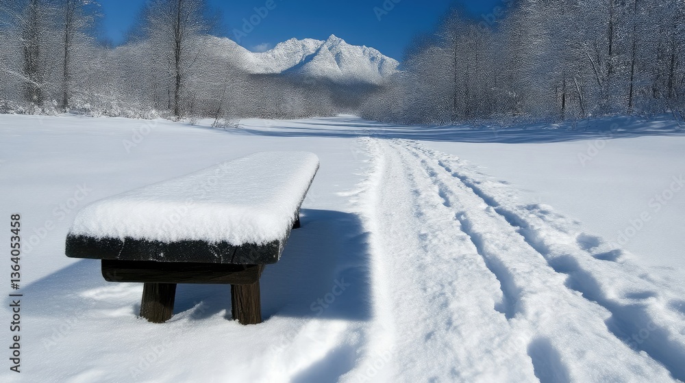 custom made wallpaper toronto digitalSnowy winter scene with park bench