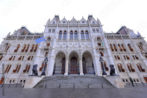 Hungarian Parliament Building, Gothic Revival style building with lavishly decorated rooms in Budapest Hungary