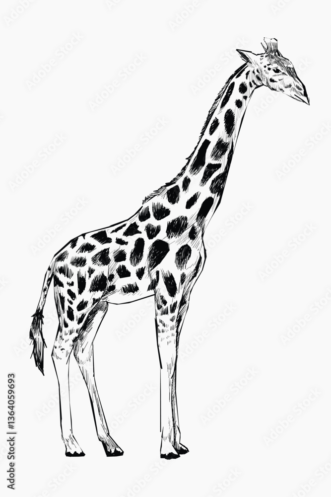 Naklejka premium Giraffe sketch animal illustration vector