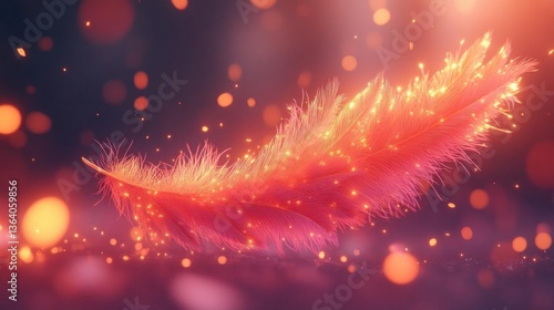 Wallpaper Mural Glowing Red Feather Magical Fantasy Sparkle Torontodigital.ca