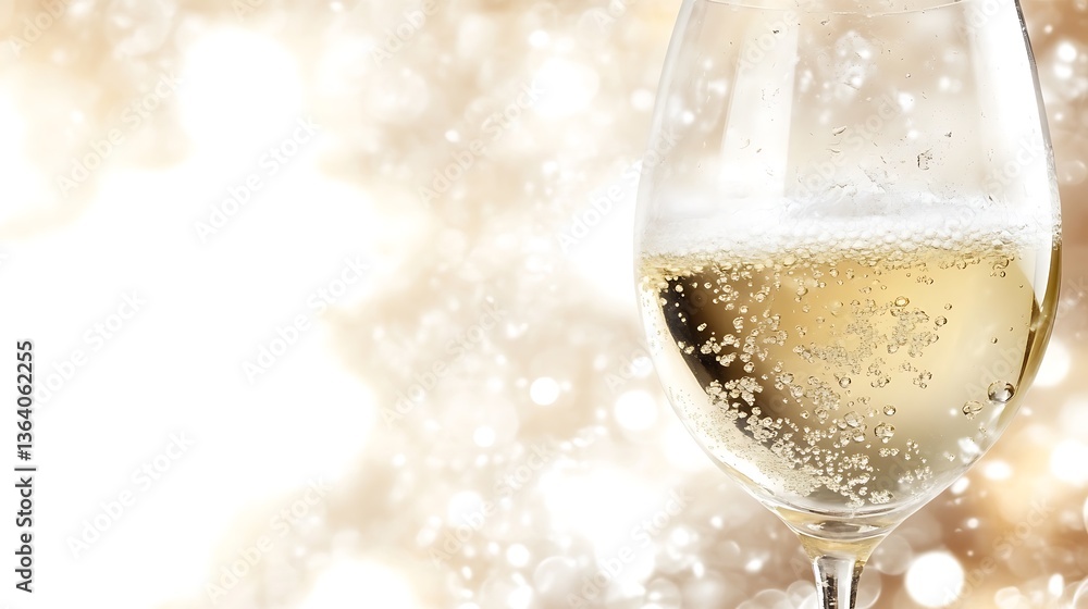 Sparkling wine in a glass against a bokeh background. Sparkling wine in a glass against a bokeh background.