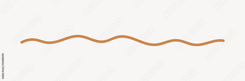 Squiggle divider, brown doodle line clipart vector