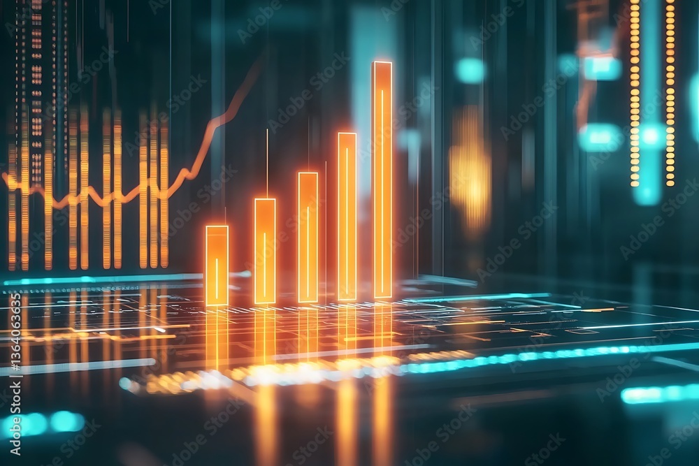 A glowing bar chart emerging from a digital screen, symbolizing modern financial growth A glowing bar chart emerging from a digital screen, symbolizing modern financial growth
