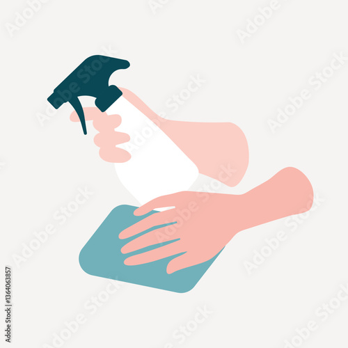 Cleaning bottle, healthcare illustration collage element vector