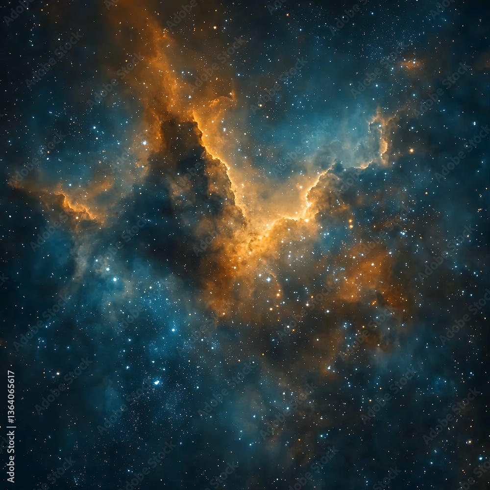 Naklejka premium Deep Space Nebula in Orange & Blue