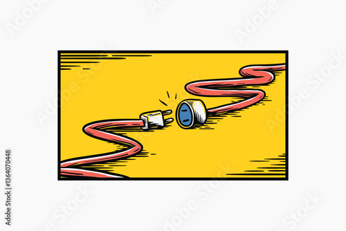 Disconnected plug element, retro illustration vector