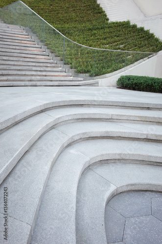 Obraz na płótnie Concrete Steps Background. Beton Stairs, Urban Staircase, Cement Stairway Architecture Element, Street Stair, Pedestrian Subway. w salonie