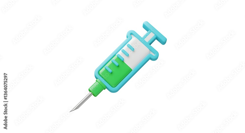 Illustration of Vaccine Syringe with Green Liquid for Medical Concept Illustration of Vaccine Syringe with Green Liquid for Medical Concept