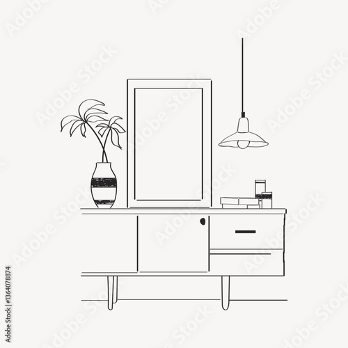 Room interior line art vector