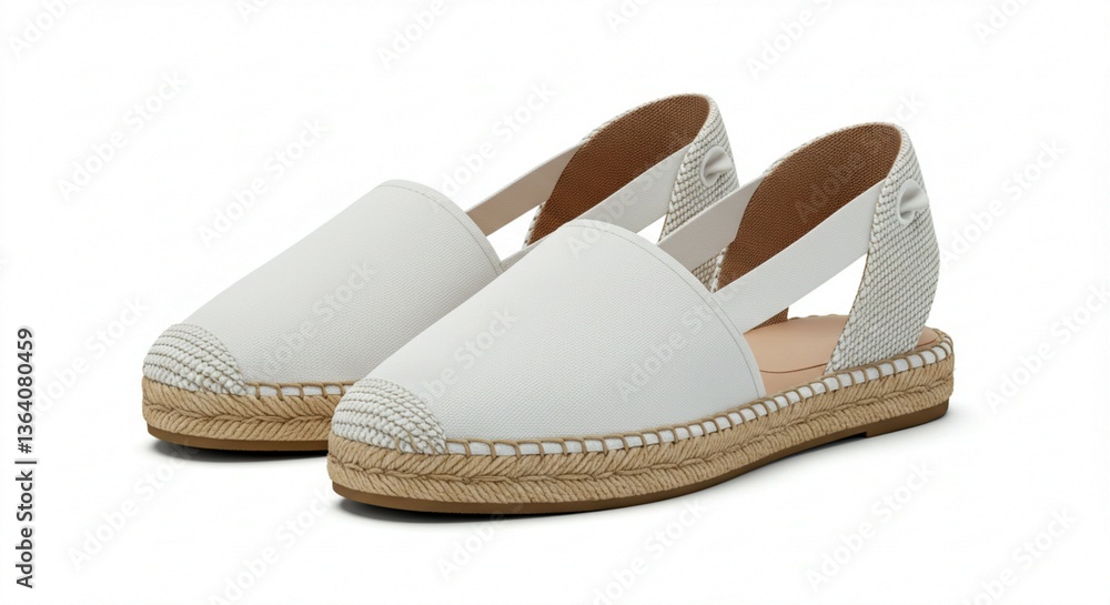 Naklejka premium Elegant White Espadrille Sandals Summer Women s Casual Shoes Platform Wedge Comfortable Footwear