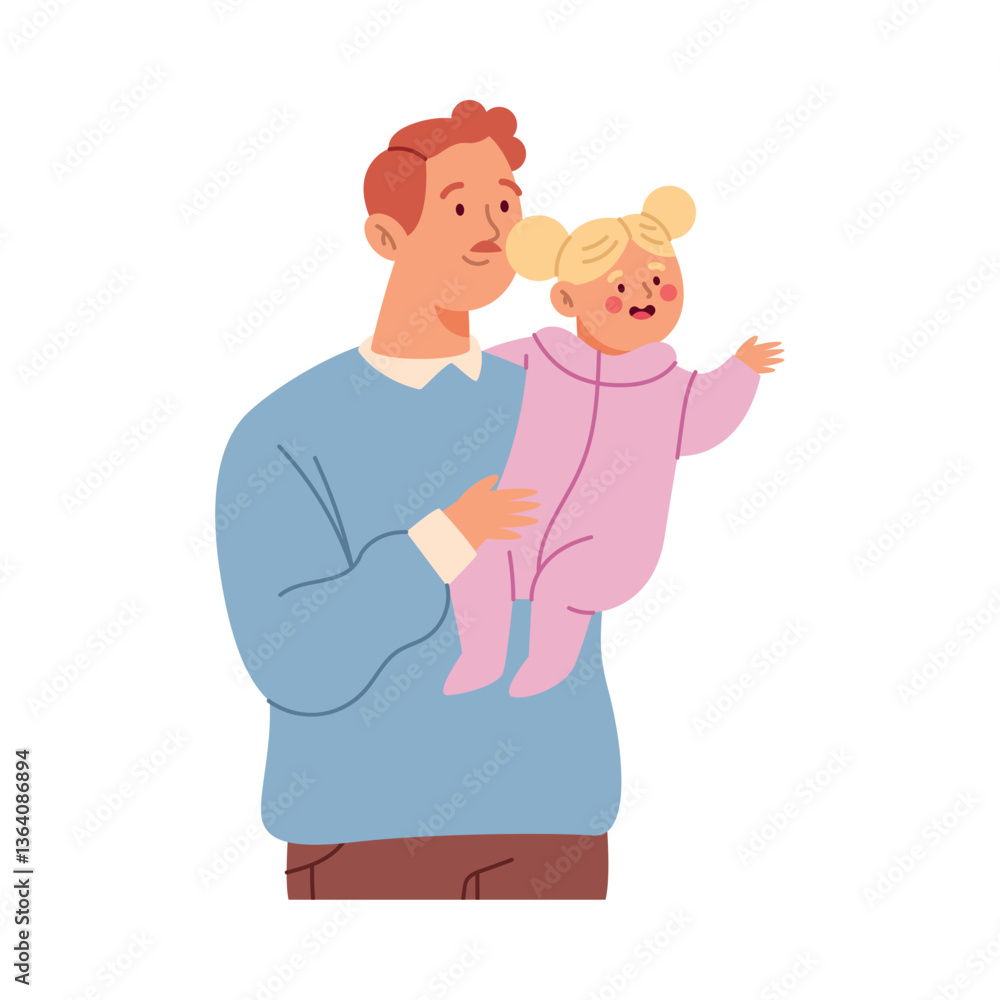 Dad and baby daughter - Isolated Illustration Dad and baby daughter - Isolated Illustration