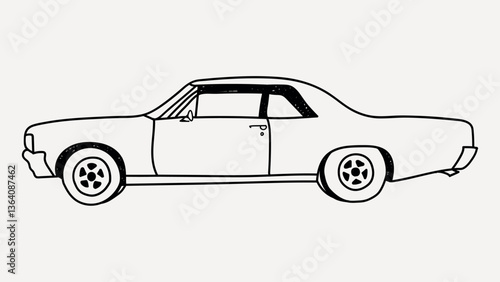 Classic car vehicle line art illustration vector
