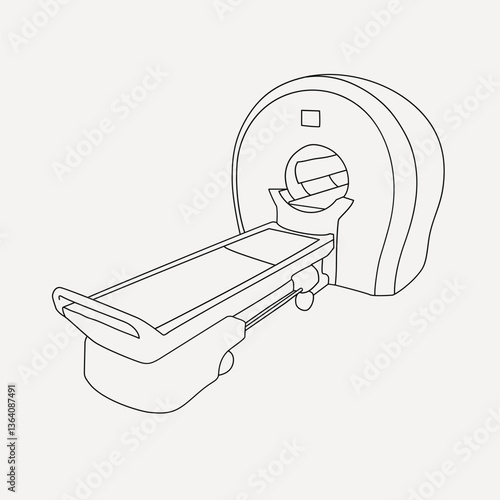 Medical MRI scanner line art illustration vector