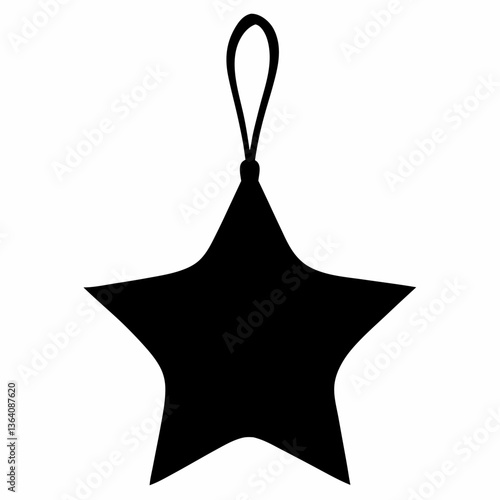 A simple, elegant black star ornament hangs from a looped string, ready to adorn a festive tree or brighten a special space with its bold silhouette.