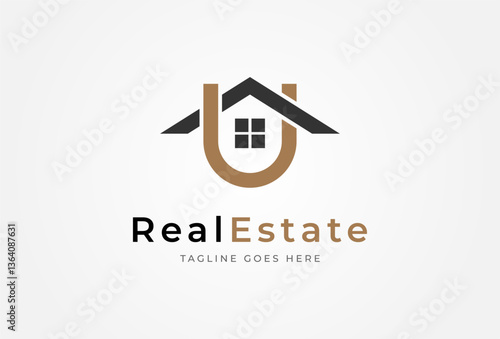Real Estate Logo. Letter U with home combination. suitable for Architecture Building apps logo design